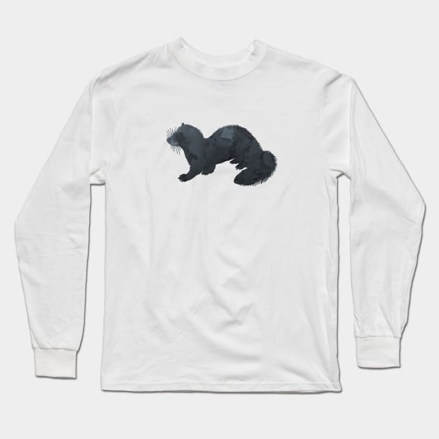 ferret art silhouette Long Sleeve T-Shirt by BittenByErmines